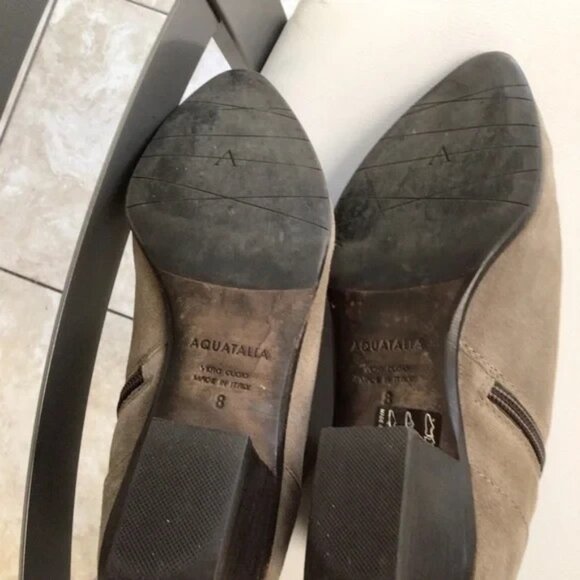 Aquatalia Ankle Boots Tan-Beige Low-Heel Booties Suede US 8 - Picture 6 of 7